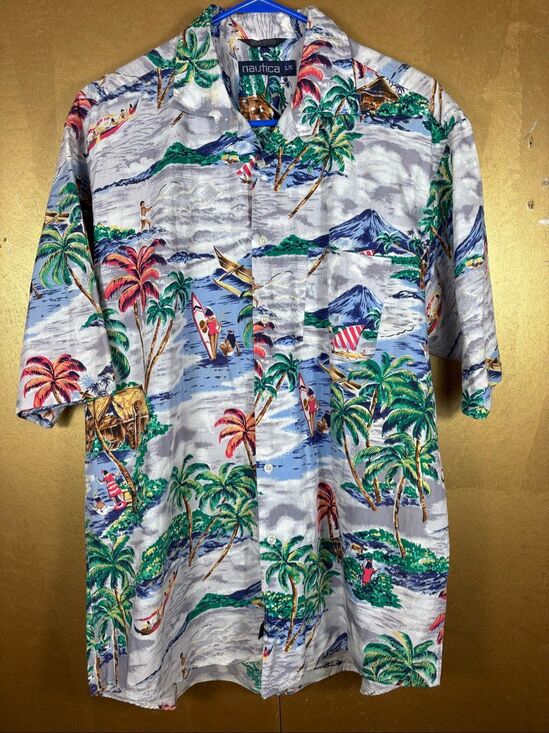 Nautica Other - Nautica Vintage tropical paradise button down camp shirt size L